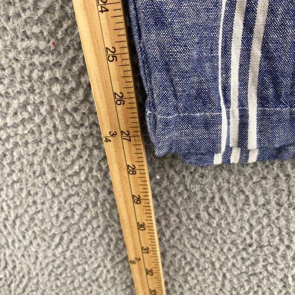 Old Navy Pants Womens Small Blue Striped Linen Blend Straight Leg Ankle Pull On - Picture 9 of 12